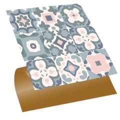 Tink Kendinden Yapışkanlı Yeşil-Pembe Desenli 30x30 cm Pvc Yer Duvar Döşemesi