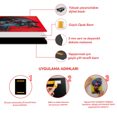 Tink Modern Dekoratif Tablo, Cam Görünümlü, Yapışkanlı, Kolay Montaj, UV Baskılı TT1002