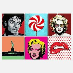 Tink Kendinden Yapışkanlı Pop Art 2 Dekoratif Mini Pvc Karo Kaplama