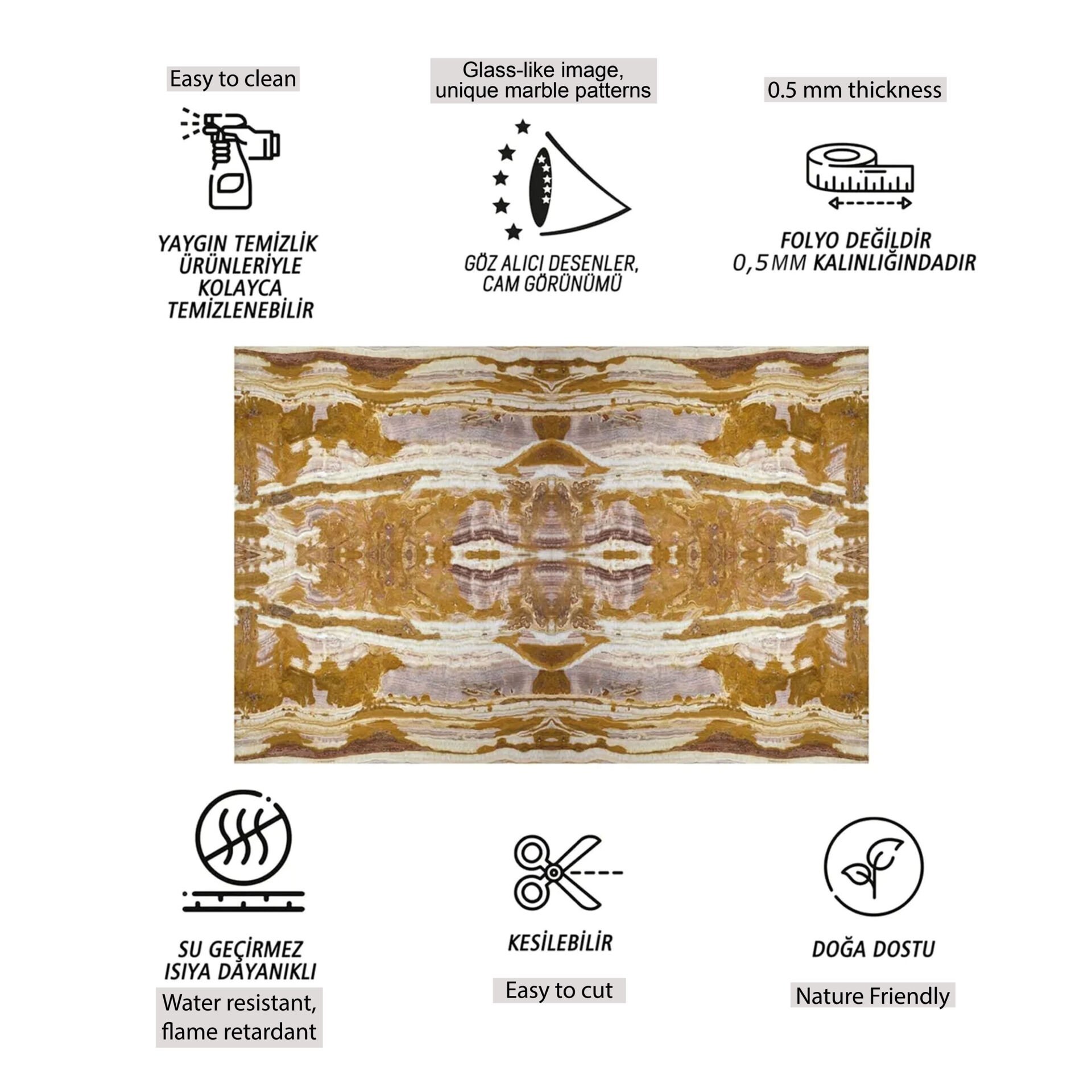 Tink Etnik Mermer Desenli Pvc Panel 41X62 cm