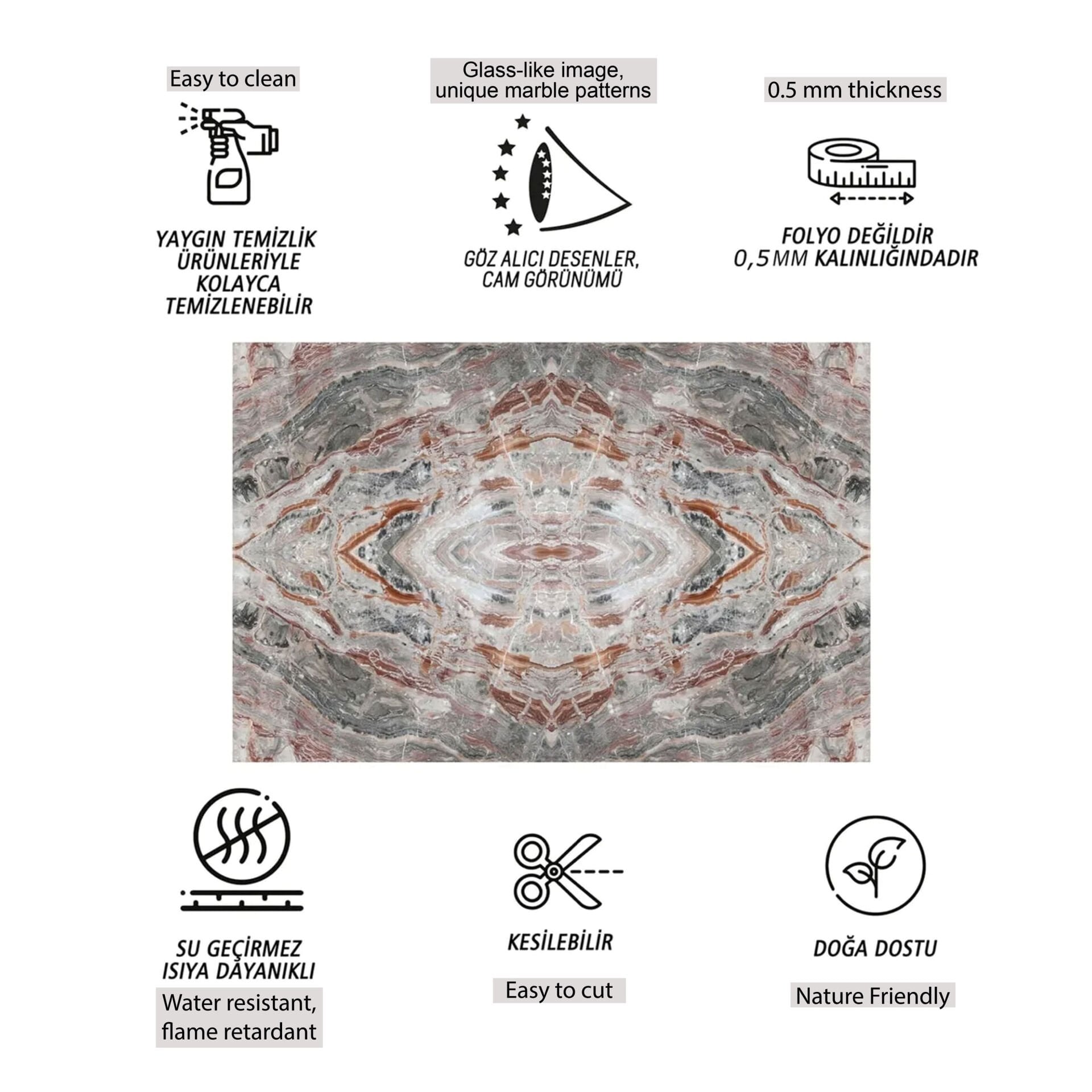 Tink Katlı Mermer Desenli Pvc Panel 41X62 cm 1 m² (4 Adet)