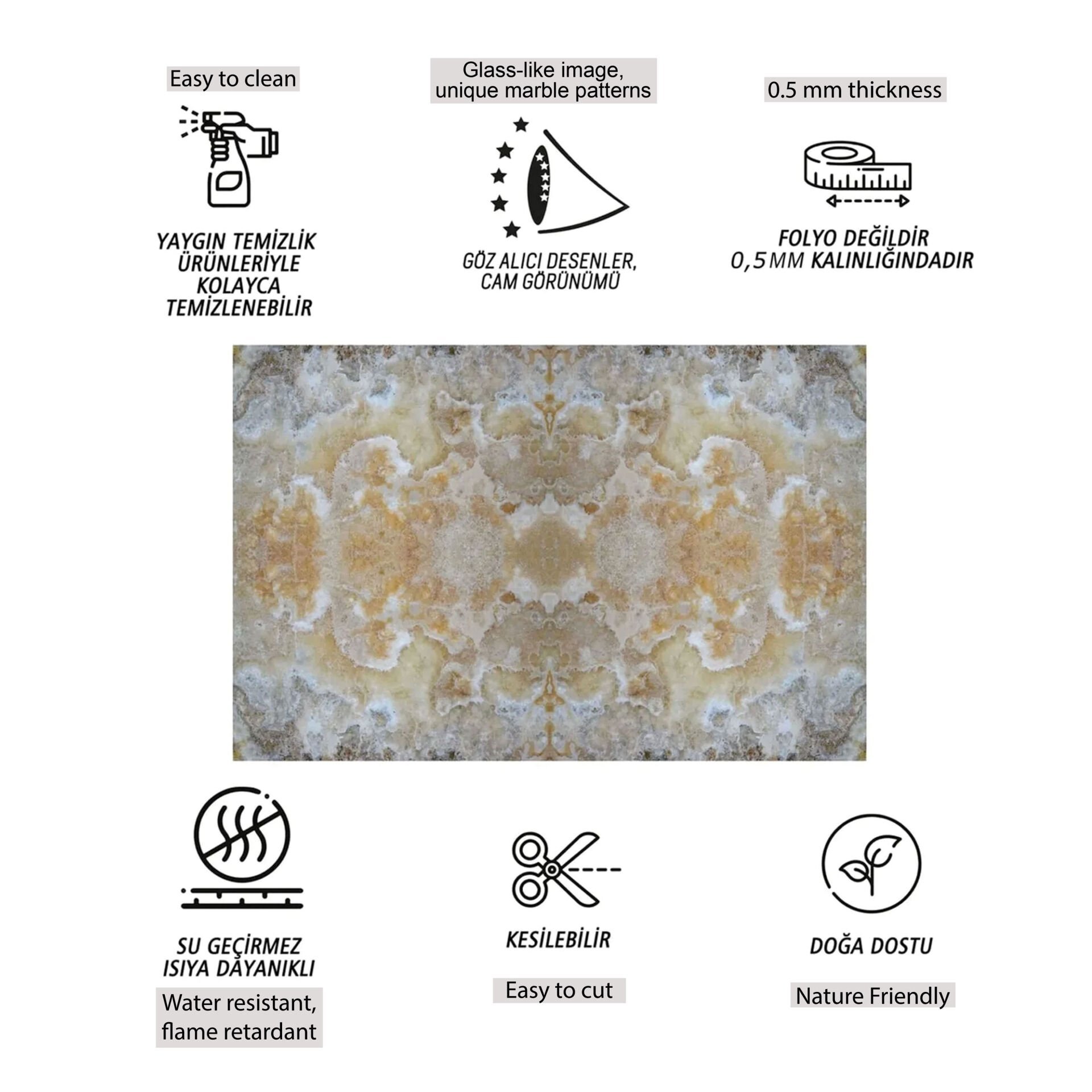 Tink Cappuccino Mermer Desenli Pvc Panel 41X62 cm