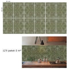 Tink Brown-Green Marble Patterned PVC Panel 41X62 cm