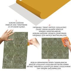 Tink Brown-Green Marble Patterned PVC Panel 41X62 cm