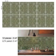 Tink Kahverengi-Yeşil Mermer Desenli Pvc Panel 41X62 cm 1 m² (4 Adet)