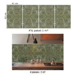 Tink Kahverengi-Yeşil Mermer Desenli Pvc Panel 41X62 cm 1 m² (4 Adet)