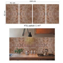 Tink Kahverengi Ağlı Mermer Desenli Pvc Panel 41X62 cm
