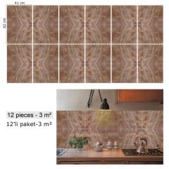 Tink Kahverengi Ağlı Mermer Desenli Pvc Panel 41X62 cm