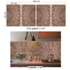 Tink Kahverengi Ağlı Mermer Desenli Pvc Panel 41X62 cm