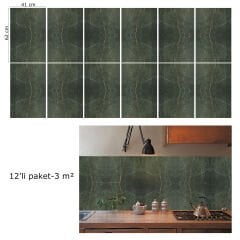 Tink Siyah Yeşil Mermer Desenli Pvc Panel 41X62 cm