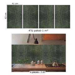 Tink Siyah Yeşil Mermer Desenli Pvc Panel 41X62 cm