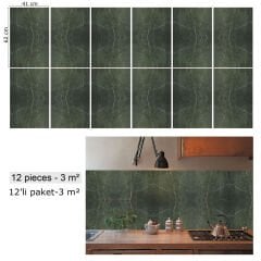 Tink Siyah Yeşil Mermer Desenli Pvc Panel 41X62 cm