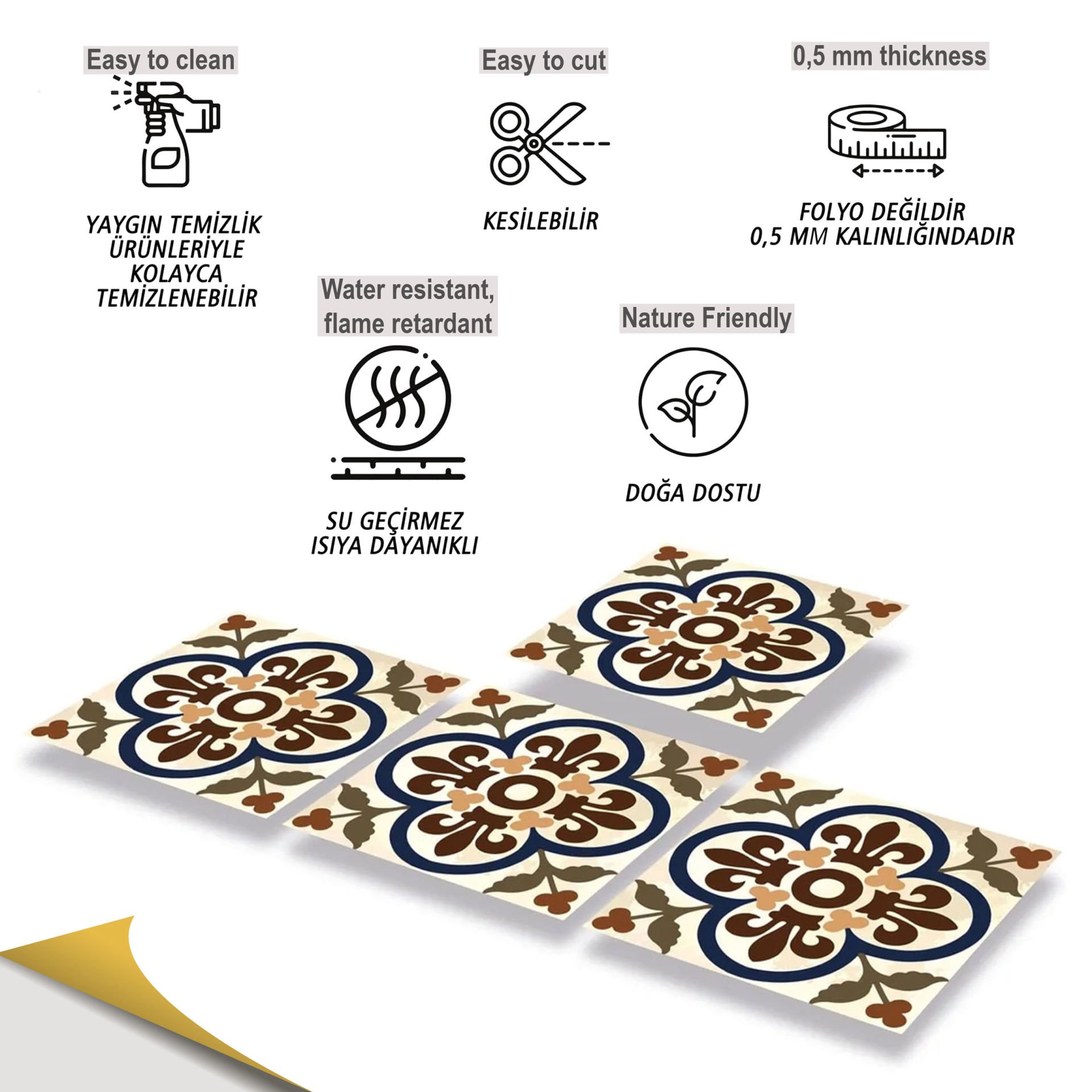 Tink Kendinden Yapışkanlı Pvc Yer Duvar Karosu Fas 05 30x30 cm