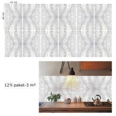 Tink Gray Network Marble Patterned PVC Panel 41X62 cm 3 m² (12 Pieces)