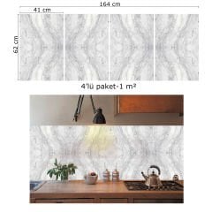Tink Gray Network Marble Patterned PVC Panel 41X62 cm 3 m² (12 Pieces)