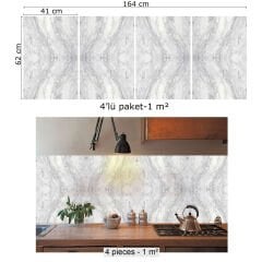 Tink Gri Ağ Mermer Desenli Pvc Panel 41X62 cm