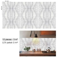 Tink Gri Ağ Mermer Desenli Pvc Panel 41X62 cm