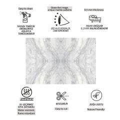 Tink Gri Ağ Mermer Desenli Pvc Panel 41X62 cm