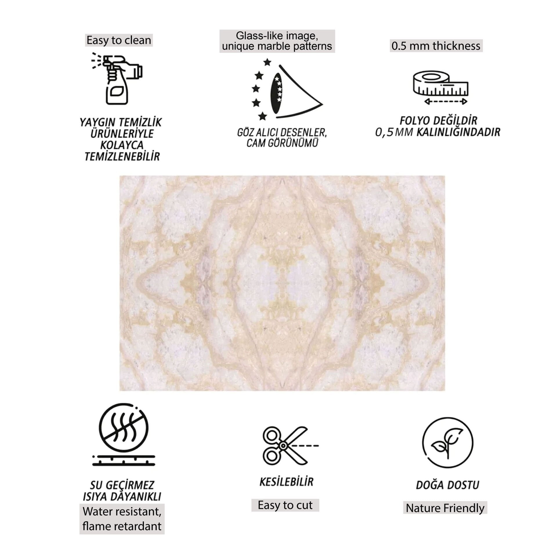Tink Bej Mermer Desenli Pvc Panel 41X62 cm 1 m² (4 Adet)