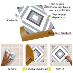 Tink Kendinden Yapışkanlı Pvc Yer Duvar Karosu Geometrik 04 30x30 cm