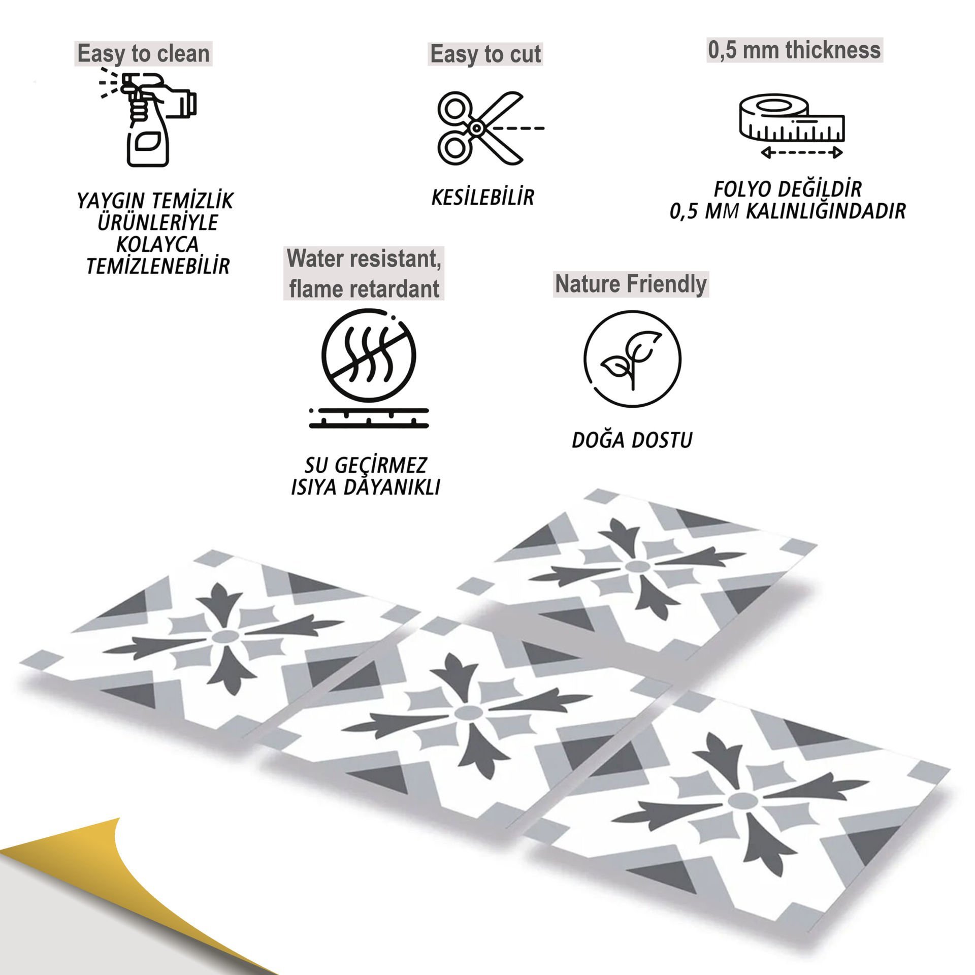 Tink Kendinden Yapışkanlı Pvc Yer Duvar Karosu Geometrik 05 30x30 cm