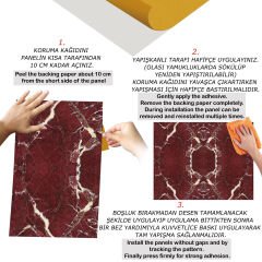 Tink Bordo Mermer Desenli Pvc Panel 41X62 cm