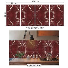 Tink Bordo Mermer Desenli Pvc Panel 41X62 cm
