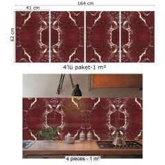 Tink Bordo Mermer Desenli Pvc Panel 41X62 cm 1 m² (4 Adet)