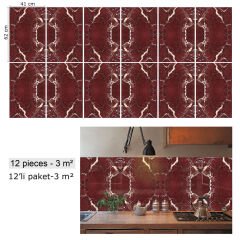 Tink Bordo Mermer Desenli Pvc Panel 41X62 cm