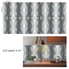 Tink Striped Gray Marble Patterned PVC Panel 41X62 cm