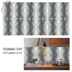 Tink Çizgili Gri Mermer Desenli Pvc Panel 41X62 cm