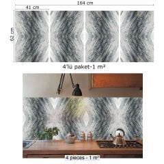 Tink Çizgili Gri Mermer Desenli Pvc Panel 41X62 cm