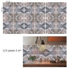 Tink Kahverengi Buzlu Mermer Desenli Pvc Panel 41X62 cm