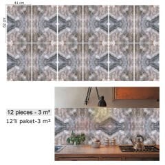 Tink Kahverengi Buzlu Mermer Desenli Pvc Panel 41X62 cm