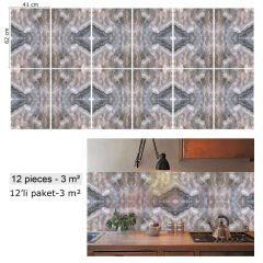 Tink Kahverengi Buzlu Mermer Desenli Pvc Panel 41X62 cm 1 m² (4 Adet)