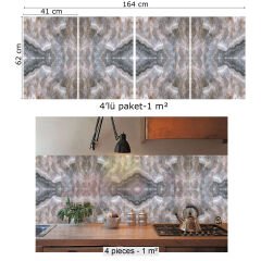 Tink Kahverengi Buzlu Mermer Desenli Pvc Panel 41X62 cm 1 m² (4 Adet)