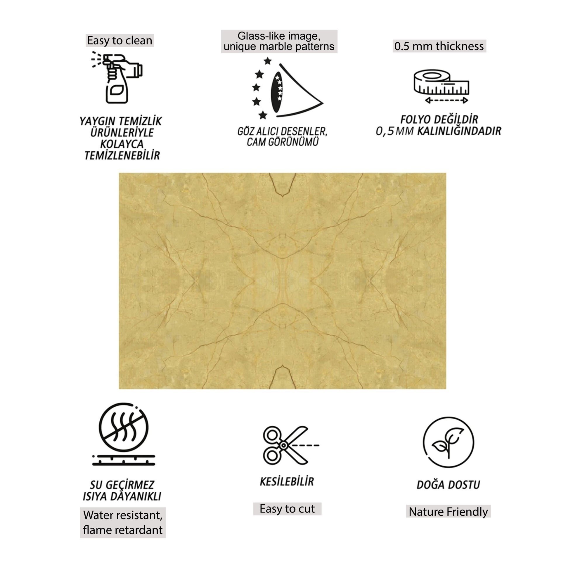 Tink Ağlı Bej Mermer Desenli Pvc Panel 41X62 cm