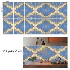 Tink Blue Marble Look PVC Panel 41X62 cm 1 m² (4 Pieces)