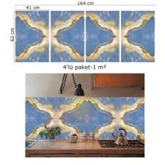 Tink Blue Marble Look PVC Panel 41X62 cm 1 m² (4 Pieces)