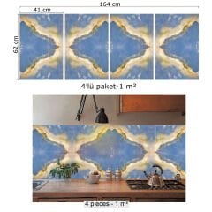 Tink Mavi Mermer Görünümlü Pvc Panel 41X62 cm 1 m² (4 Adet)