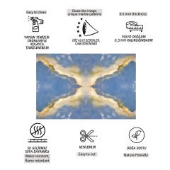 Tink Mavi Mermer Görünümlü Pvc Panel 41X62 cm 1 m² (4 Adet)