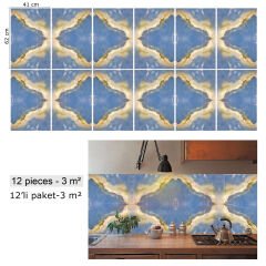 Tink Mavi Mermer Görünümlü Pvc Panel 41X62 cm 1 m² (4 Adet)