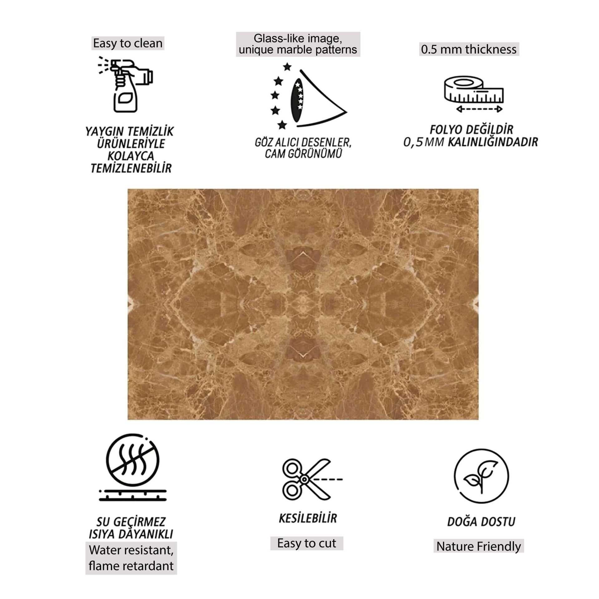 Tink Açık Kahverengi Mermer Görünümlü Pvc Panel 41x62 cm 1 m² (4 Adet)