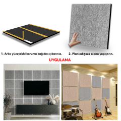 Tink Kendinden Yapışkanlı Akustik Ses ve Isı Yalıtım Paneli Keçe Dekota Duvar Kağıdı Desenli Açık Gri 49x49 cm