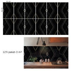 Tink Siyah Asorti Mermer Görünümlü Pvc Panel 41X62 cm