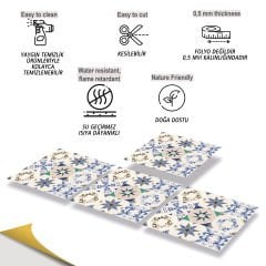 Tink Kendinden Yapışkanlı Mavi Yıldız 9'lu Desenli 30x30 cm Pvc Zemin Duvar Kaplama