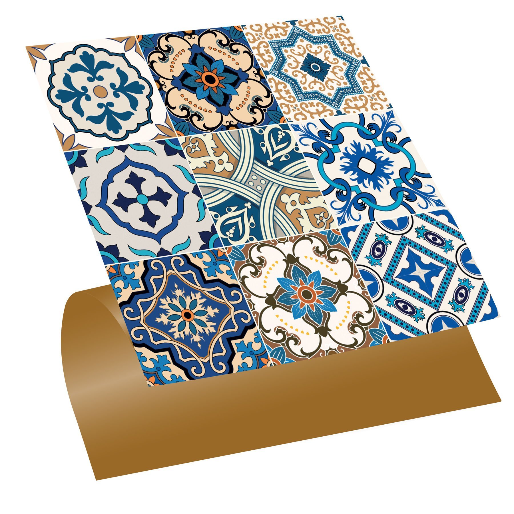 Tink Kendinden Yapışkanlı Etnik Karo Desenli 30x30 cm Pvc Zemin Duvar Kaplama 5 m2 (56 Adet)