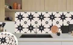 Tink Kendinden Yapışkanlı Siyah Yıldızlı Yer Karosu Desenli 30x30 cm Zemin Duvar Kaplama