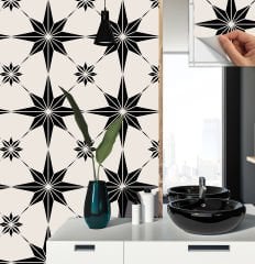 Tink Kendinden Yapışkanlı Siyah Yıldızlı Yer Karosu Desenli 30x30 cm Zemin Duvar Kaplama