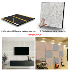 Tink Kendinden Yapışkanlı Akustik Ses ve Isı Yalıtım Paneli Keçe Dekota Geometrik Desenli Beyaz 49x49 cm